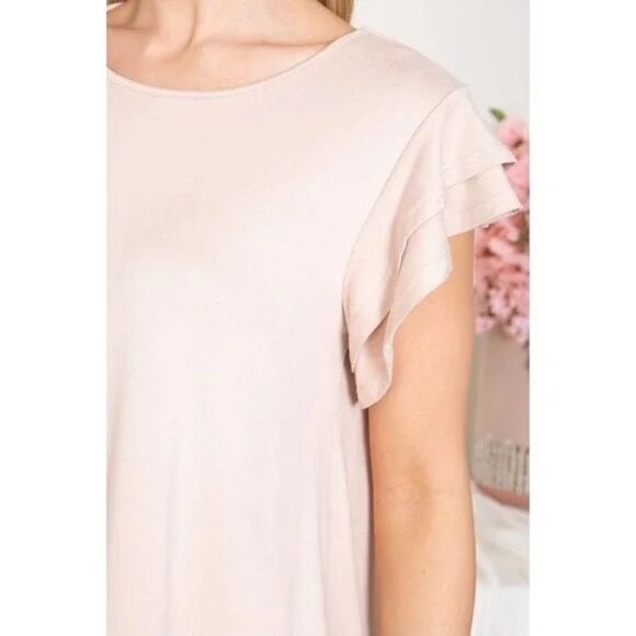 Beige Layered Ruffle Short Sleeve Top - Picture 4 of 4